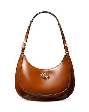 Tory Burch Robinson Spazzolato Convertible Crescent Bag (Shea Butter) Cross Body Handbags Product Image