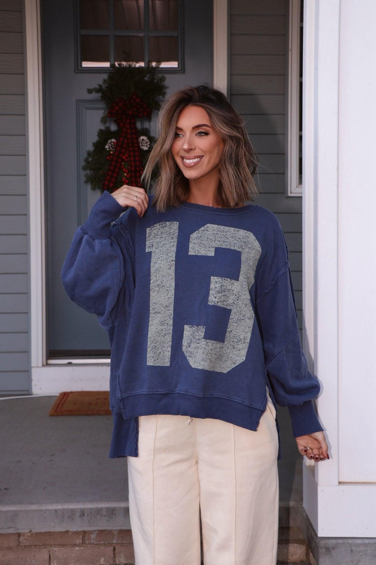 Free People Navy 13 Graphic Camden Pullover product image