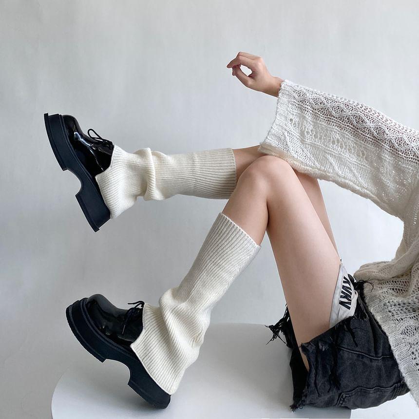 Asymmetrical Ribbed Knit Leg Warmers Product Image