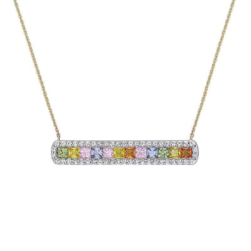 Stella Grace 14k Gold Multicolor Sapphire Bar Necklace, Womens Product Image