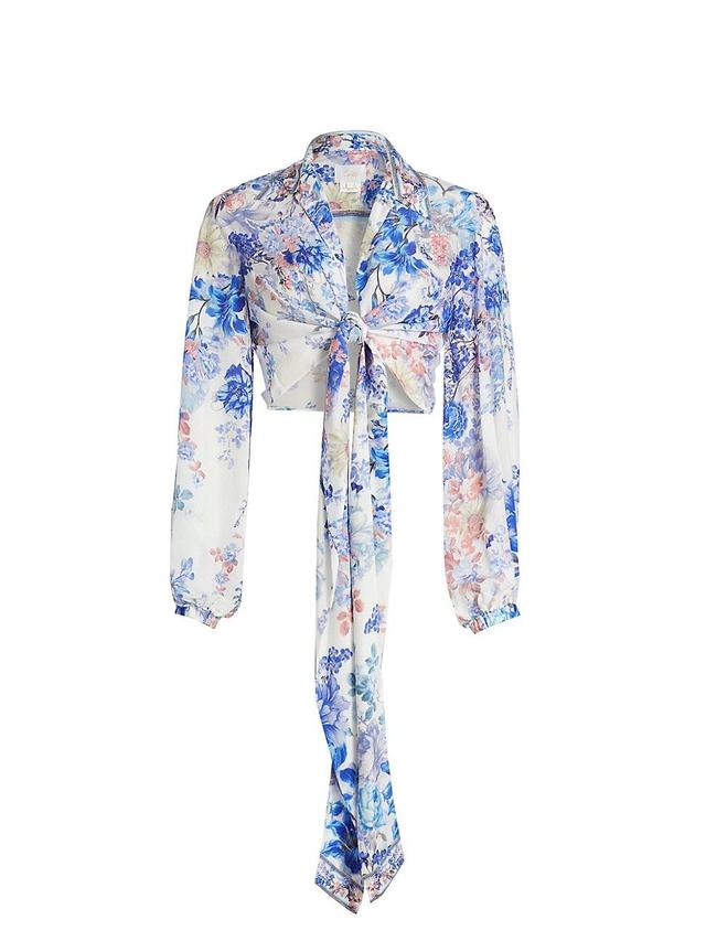 Womens True Bloom Silk Crop Wrap Shirt Product Image