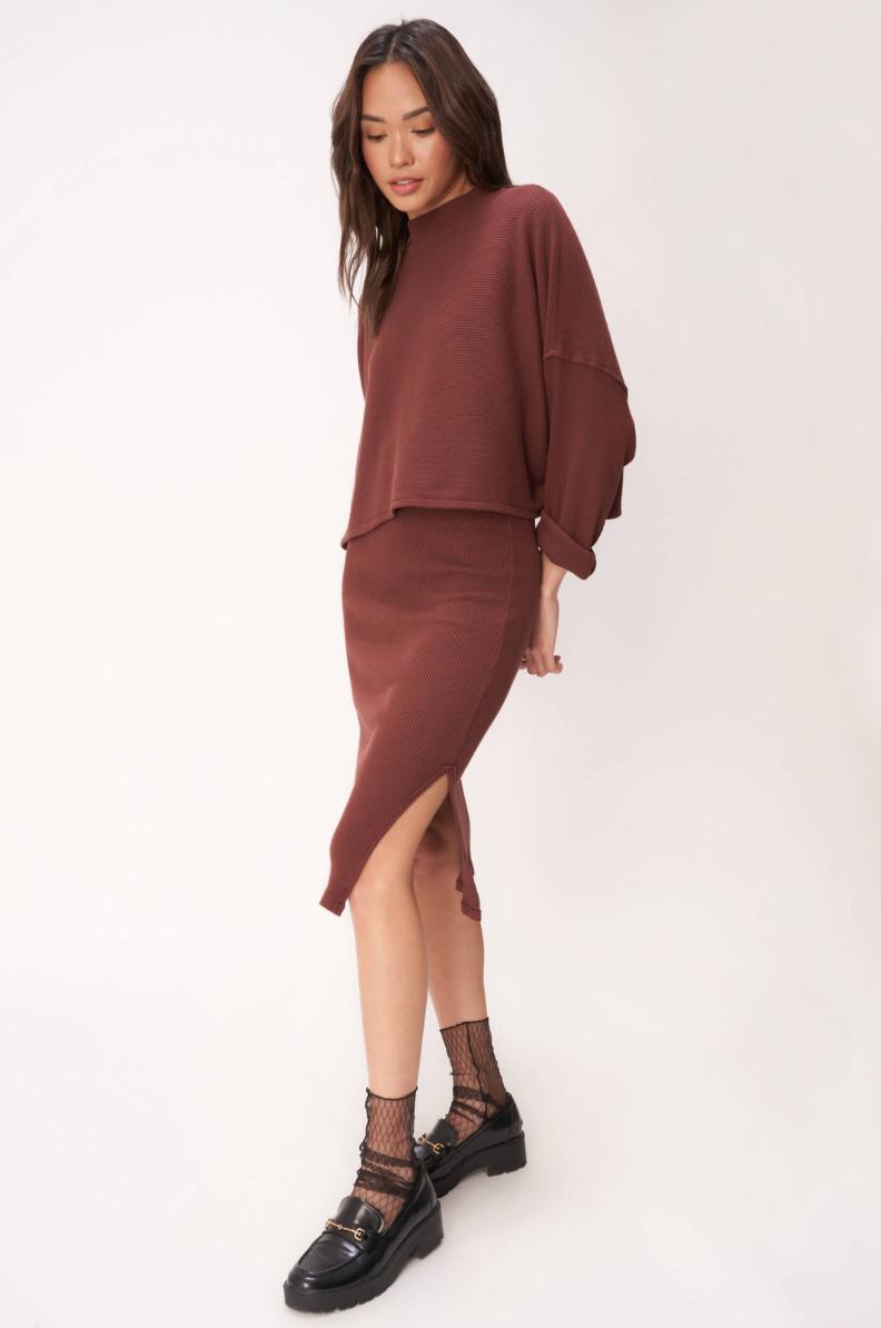 Project Social T Throw & Go Sweater Rib Midi Skirt product image