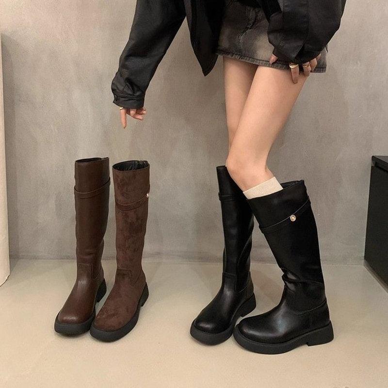 Faux Leather Tall Boots Product Image