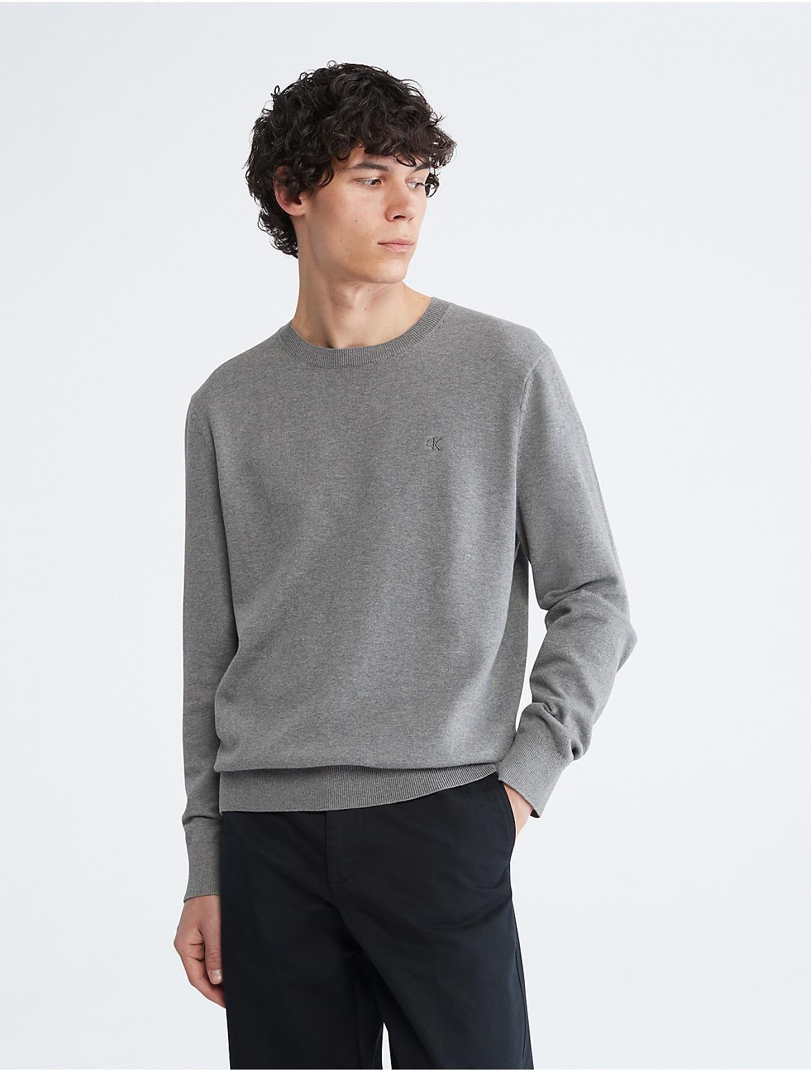 Calvin Klein Mens Smooth Cotton Sweater - White - L Product Image