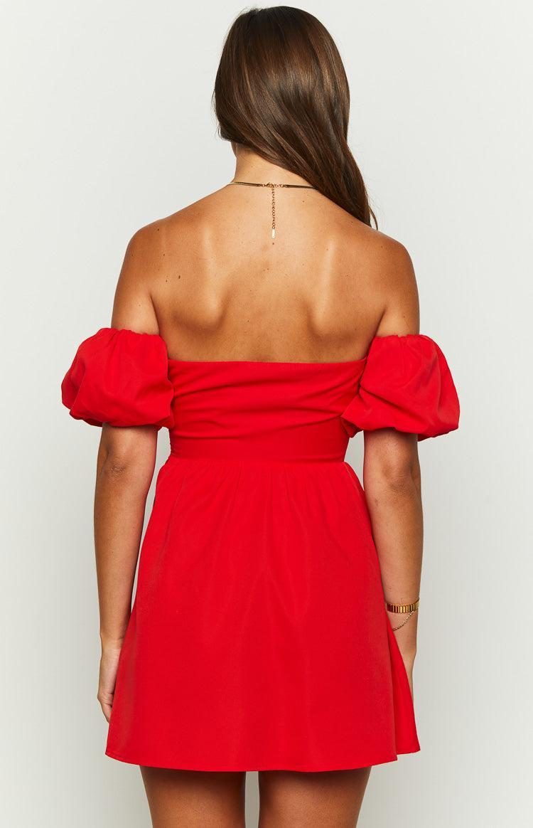 Love Lost Off The Shoulder Red Mini Dress Product Image