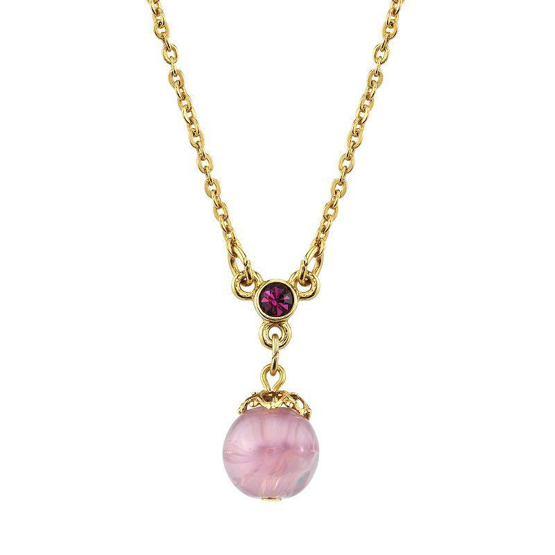 1928 Jewelry Gold Tone Light Amethyst Colored Bead Pendant Necklace, Womens, Purple Product Image