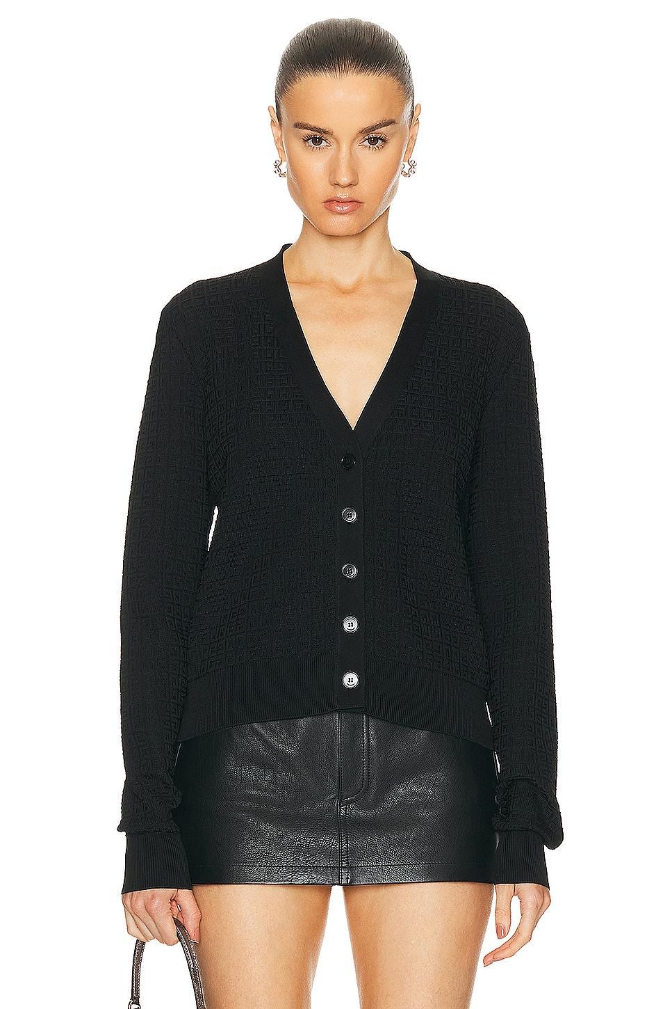 Givenchy V Neck Cropped Cardigan in Black - Black. Size M (also in ). Product Image