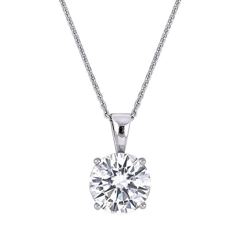 Stella Grace 14k White Gold 2 Carat T.W. Lab-Created Moissanite Solitaire Pendant Necklace, Womens Product Image