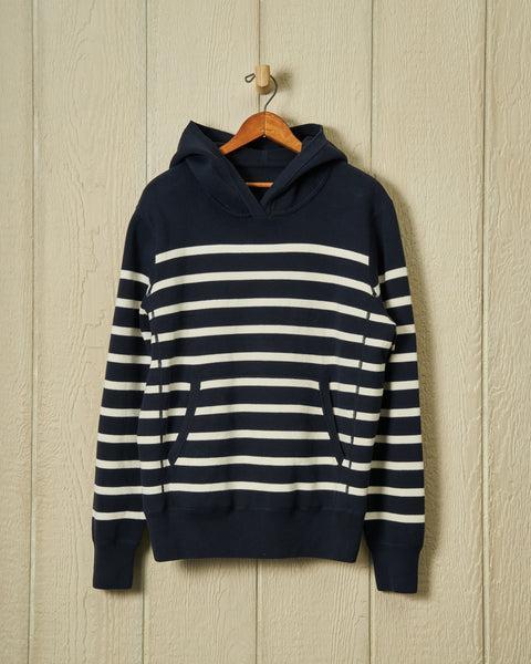 Wharf Knit Hoodie in Navy/White Stripe Product Image