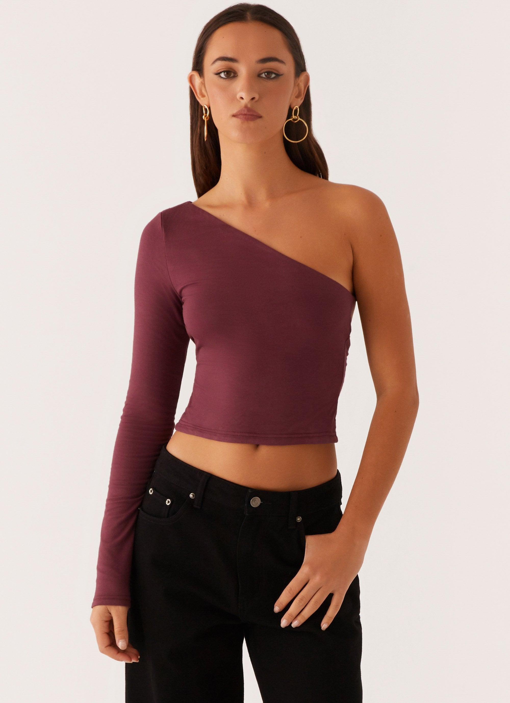 Hawkins Open Back One Shoulder Top - Mulberry Product Image