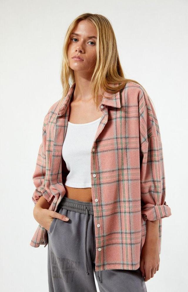 Women's Oversized Boyfriend Flannel Shirt Product Image