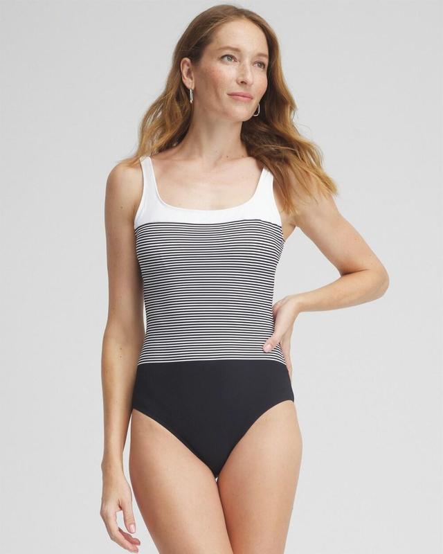 Women's Striped One Piece Swimsuit Product Image