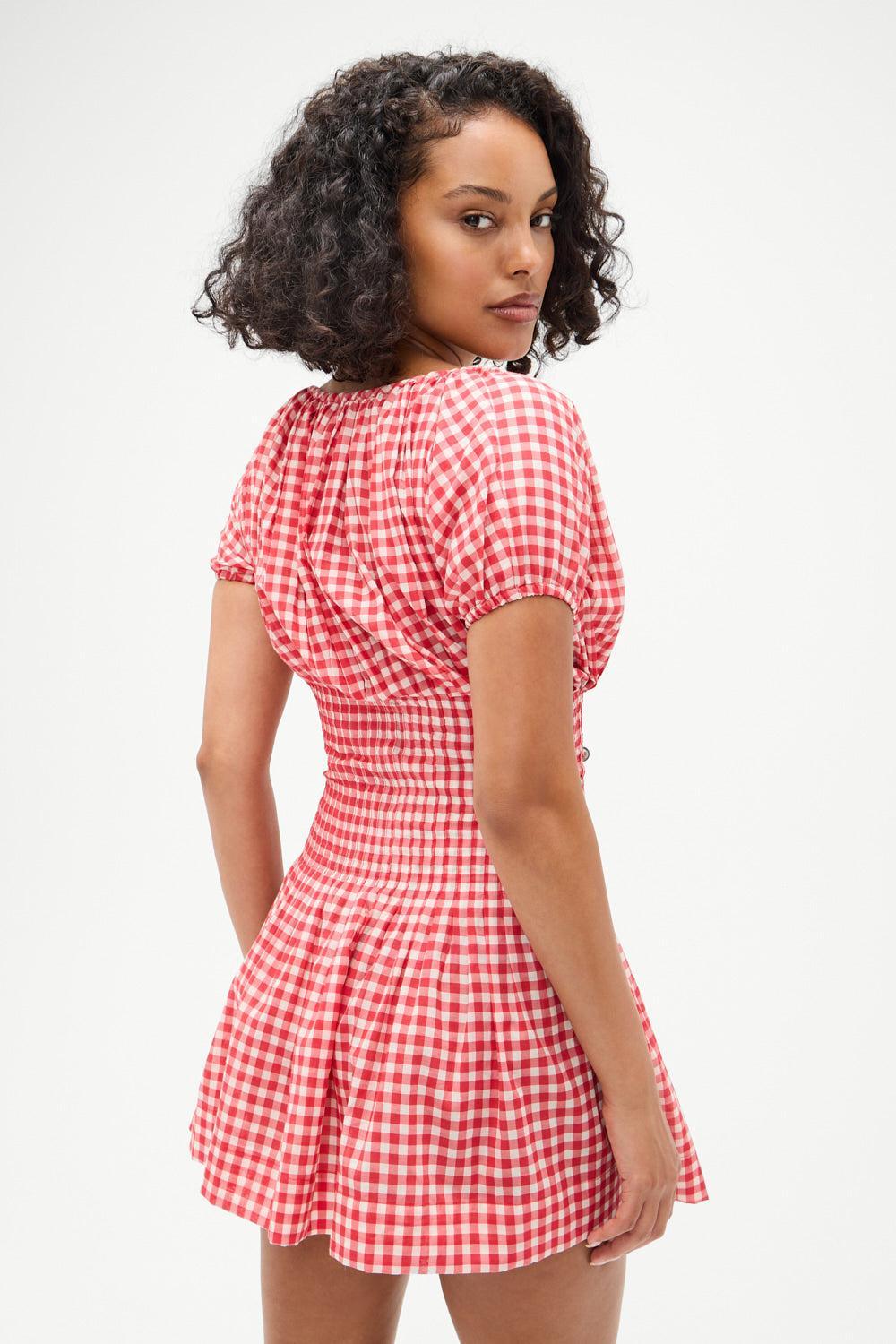 Sadie Gingham Mini Dress -  Cherry Gingham Product Image