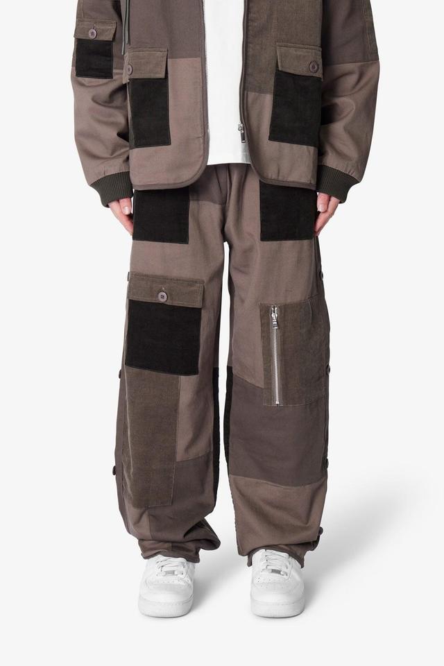 Dual Patchwork Cargo Pants - Olive Product Image