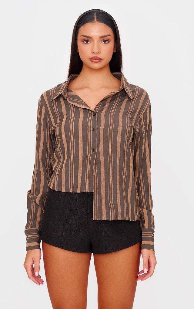 Brown Asymmetric Striped Shirt Product Image