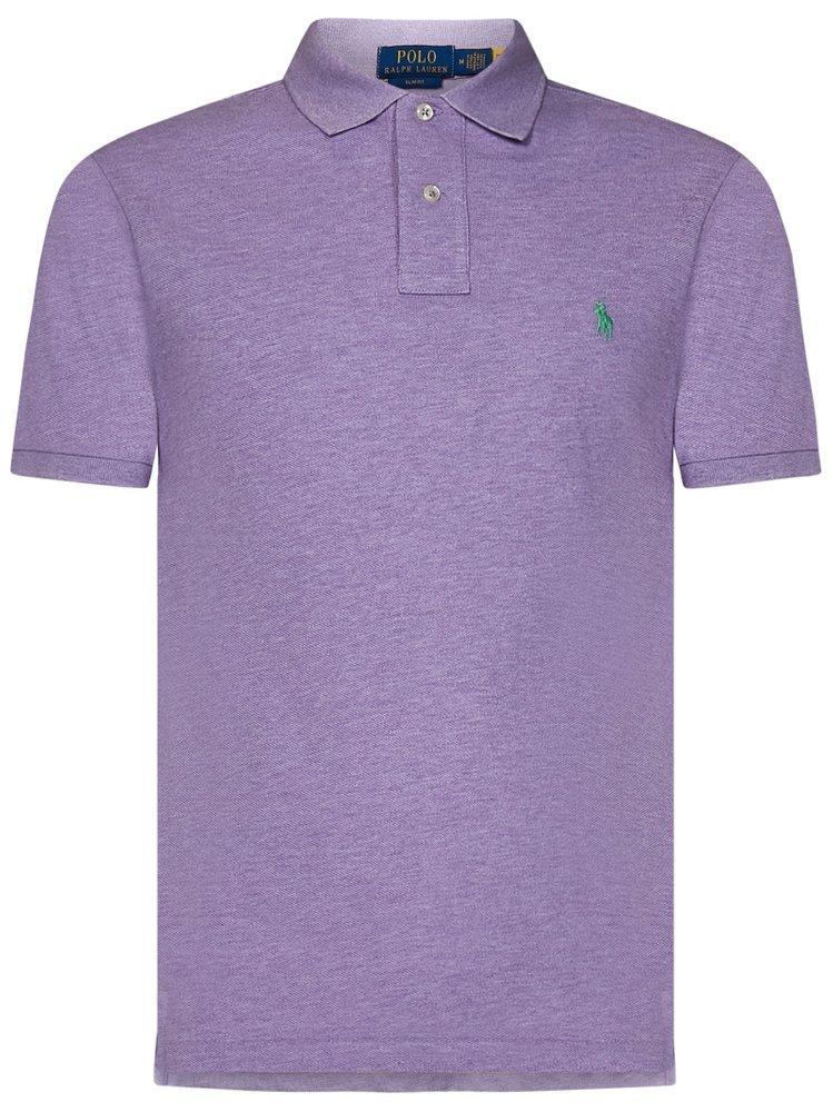 Logo Embroidered Polo Shirt In Purple Product Image