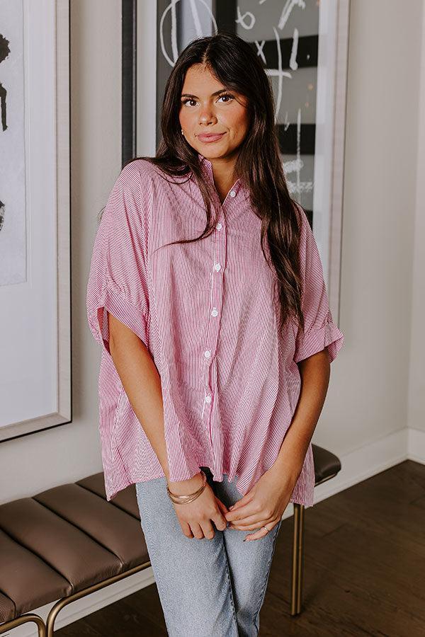 Casually Chic Stripe Button Up In Pink Product Image