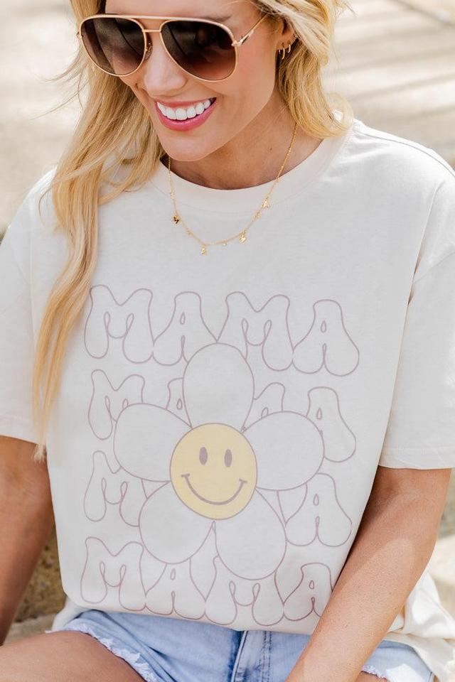 Retro Mama Daisy Ivory Oversized Graphic Tee Product Image