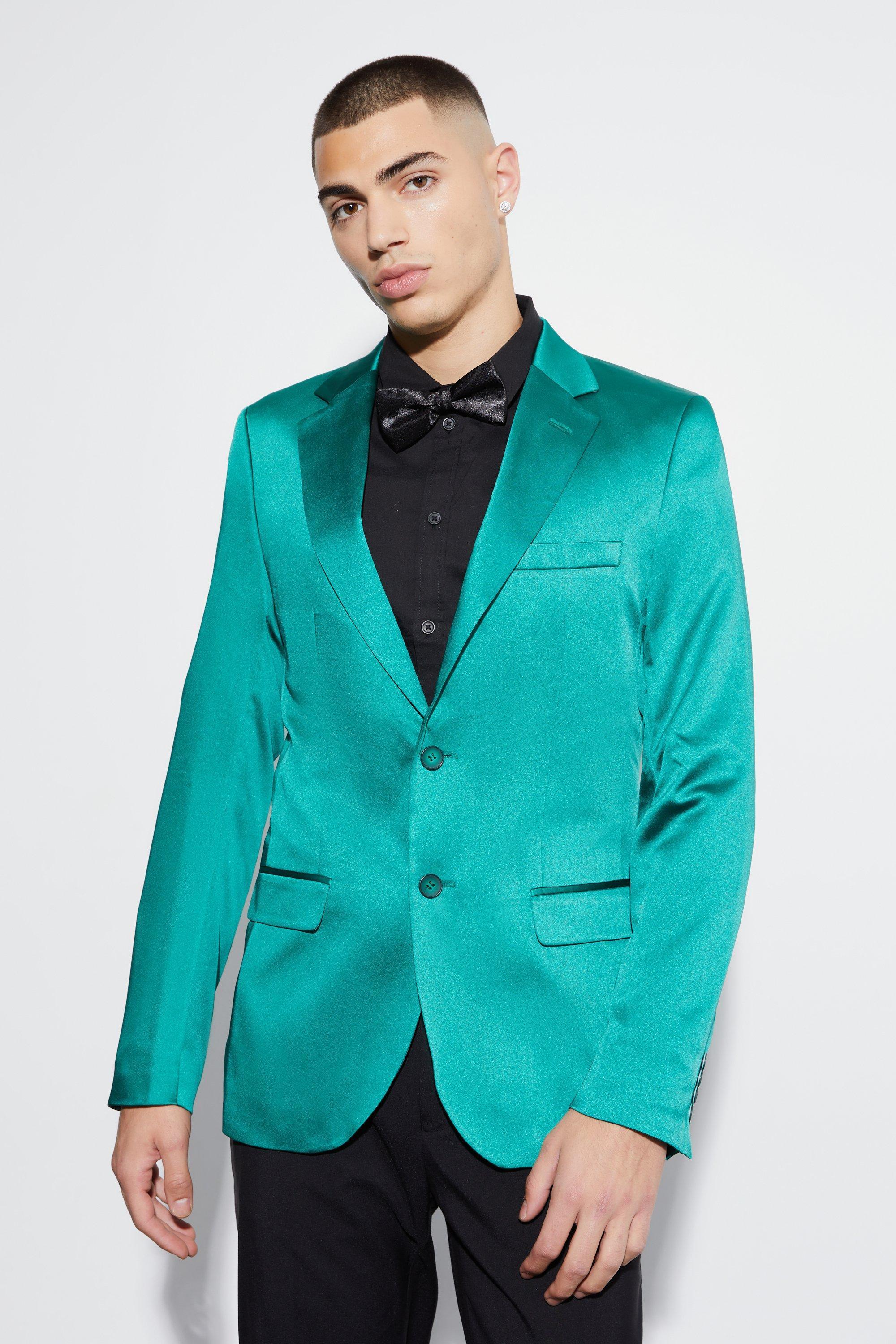 Skinny Fit Satin Suit Jacket | boohooMAN USA Product Image