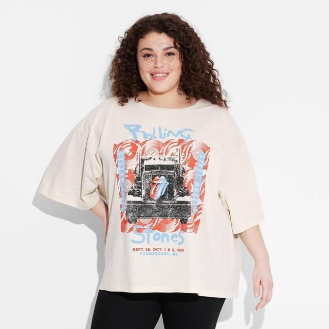 Womens Rolling Stones Americana Oversized Short Sleeve Graphic T-Shirt - Ivory Product Image