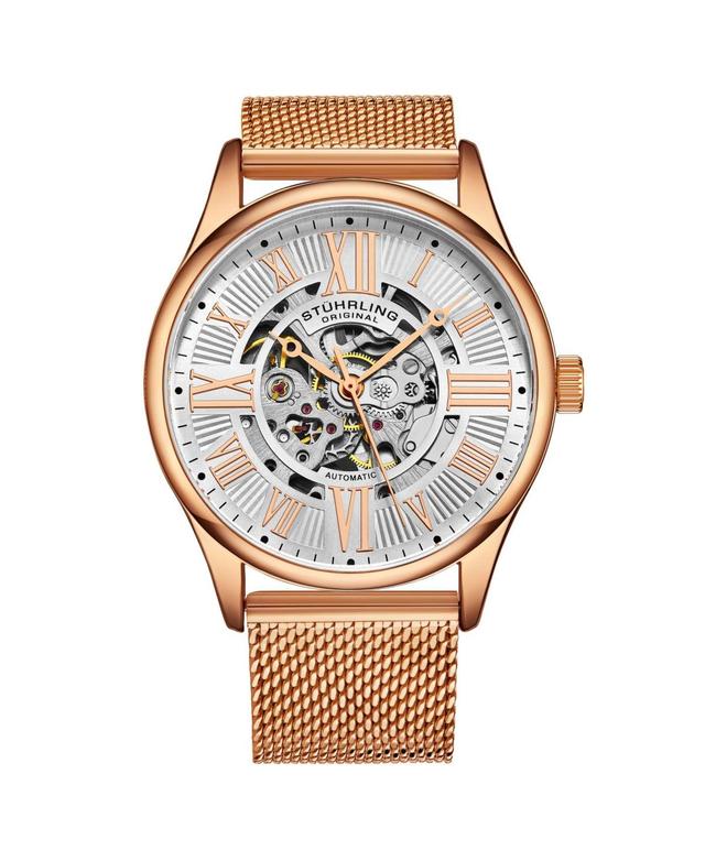 Stuhrling Mens Rose Gold Stainless Steel Bracelet Watch 42mm Product Image