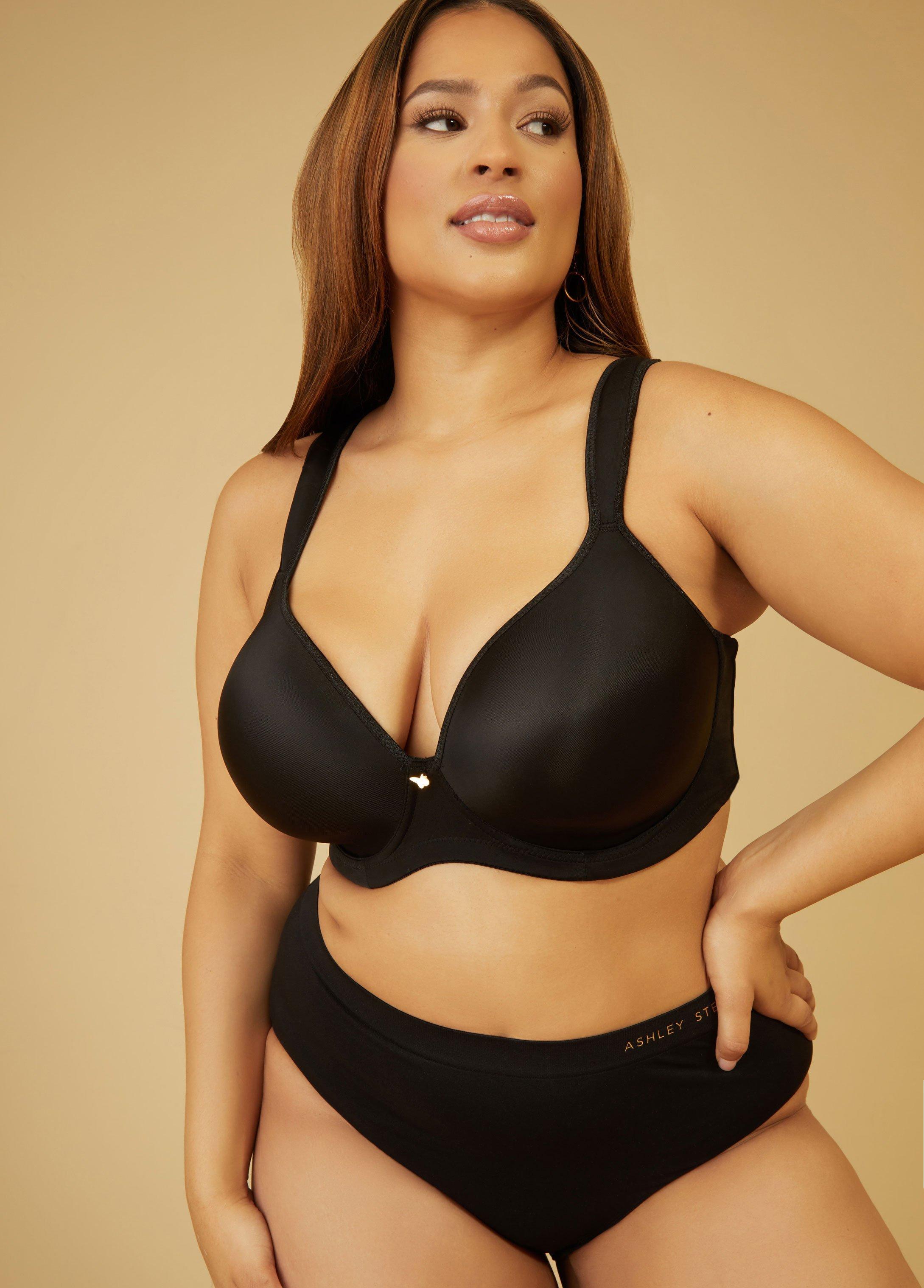 Plus Size Smoothing Plunge Butterfly Bra, - Ashley Stewart Product Image