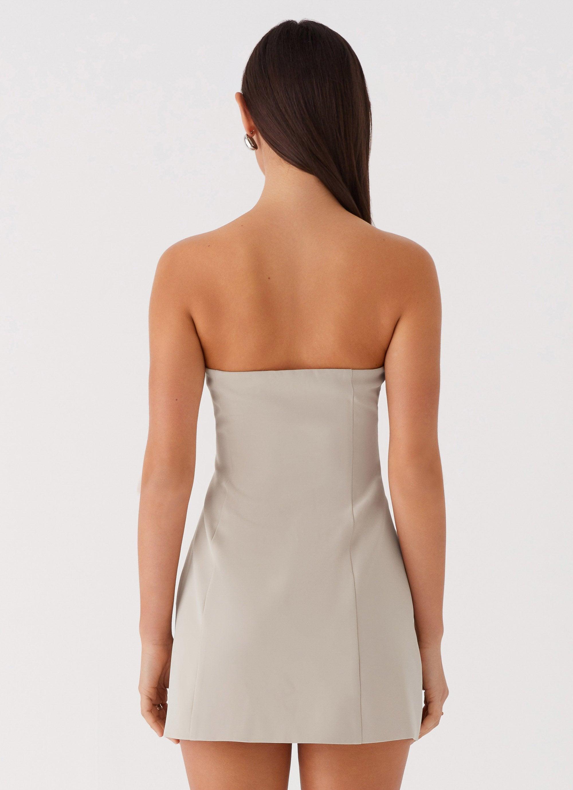 Ayanna Strapless Mini Dress - Beige Product Image