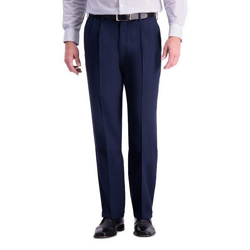 Haggar Mens Premium Comfort Stretch Classic-Fit Solid Pleated Dress Pants Product Image