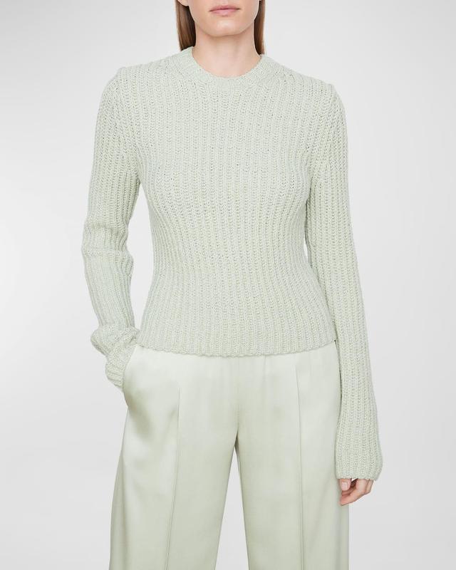 Vince Womens Crimped Ribbed Sweater - Jade Product Image