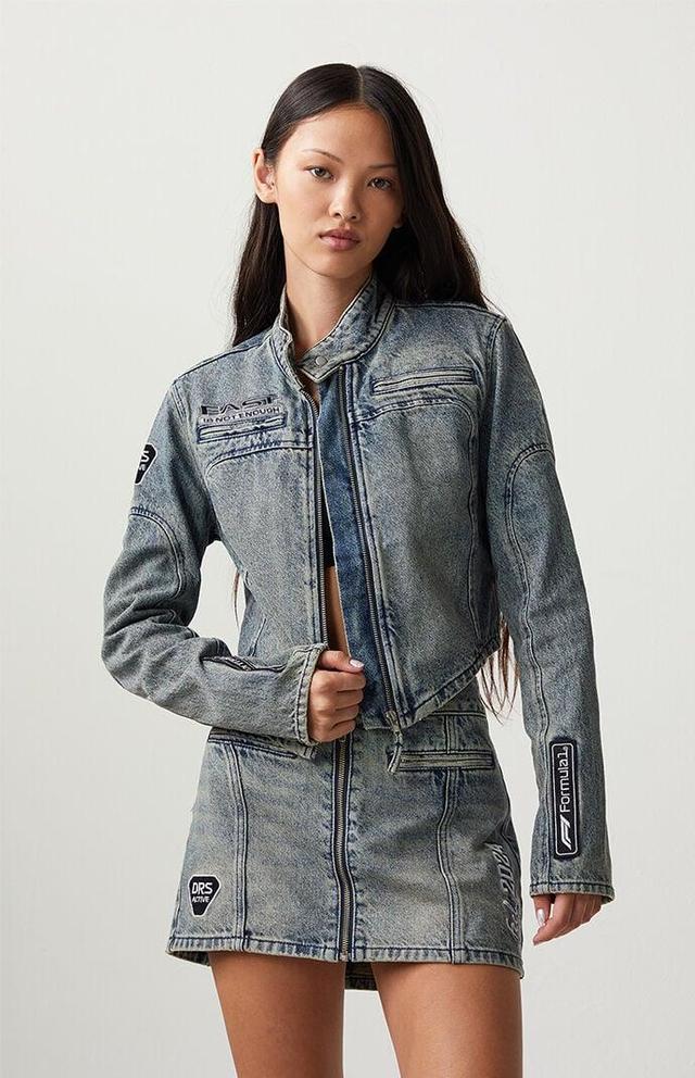 F1 Womens x PacSun Denim Moto Jacket Product Image