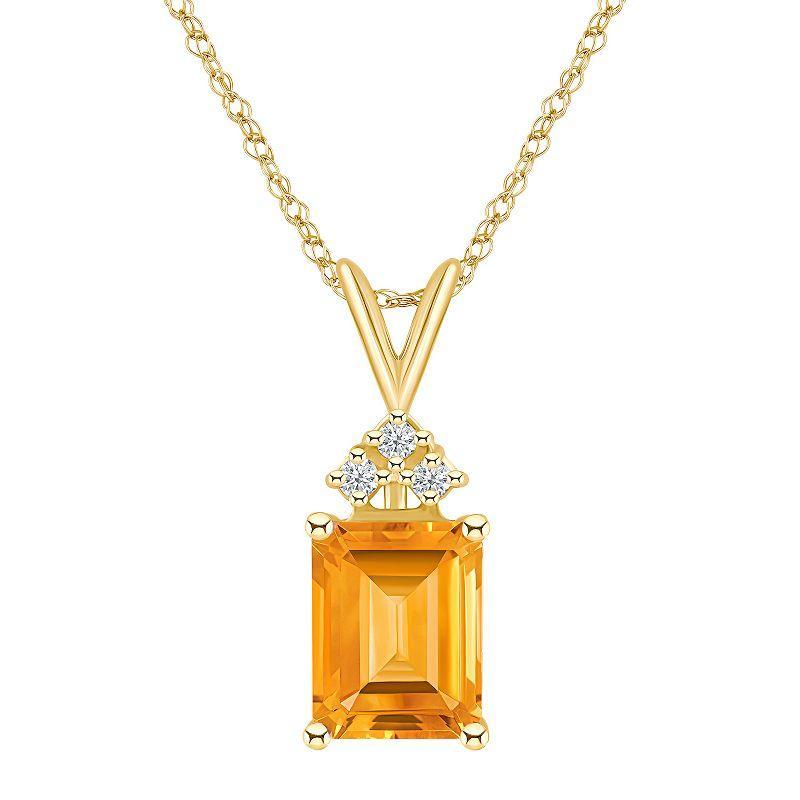 Celebration Gems 14k Gold Gemstone & 1/10 Carat T.W. Diamond Pendant Necklace, Womens Blue Topaz Product Image