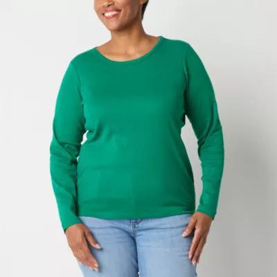 St. John's Bay Womens Crew Neck Long Sleeve T-Shirt Product Image