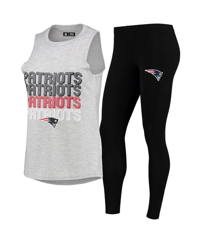 Womens Heathered Gray New England Patriots Profound Tank Top and Leggings Sleep Set - Heathered Gray Product Image