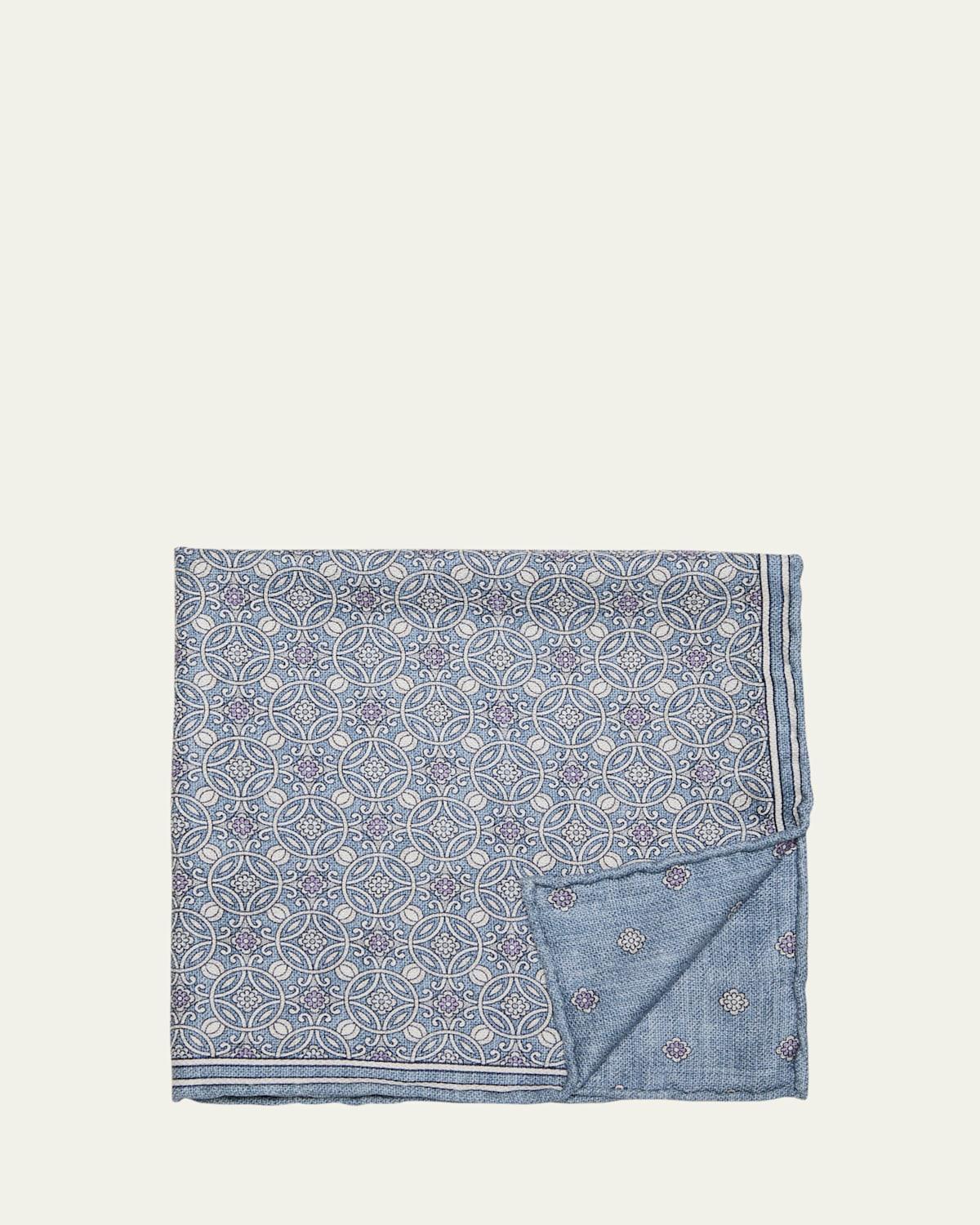 Men's Geometric-Print Silk Pocket Square Product Image