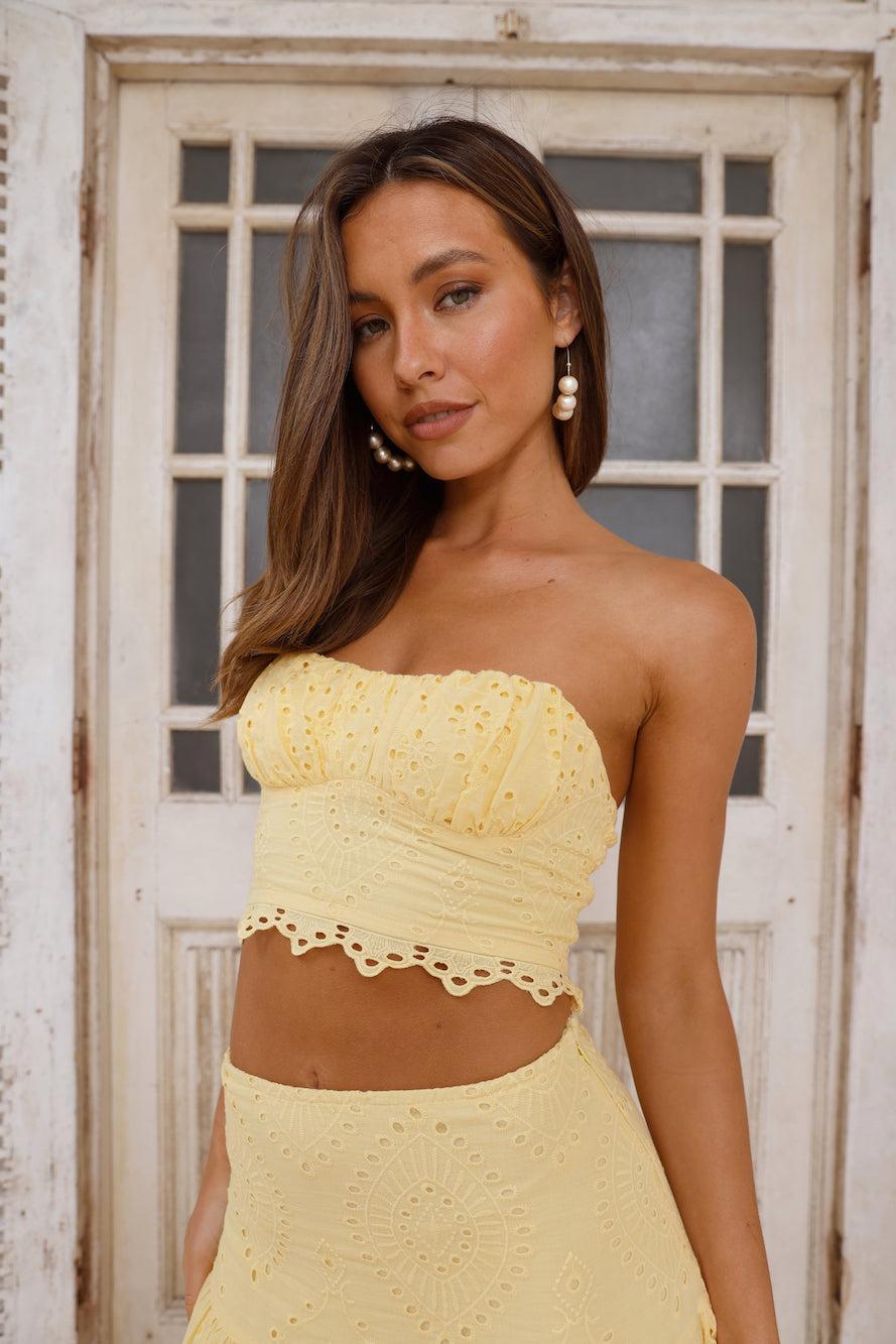 Little Details Strapless Crop Top Yellow Product Image