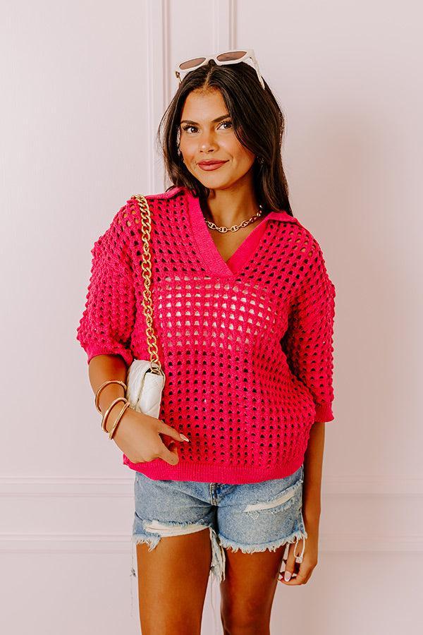 Beachside Bliss Knit Top In Hot Pink Product Image