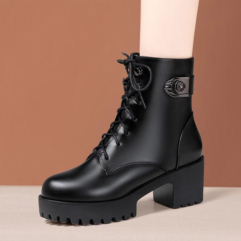 Faux Leather Platform Short Boots product image