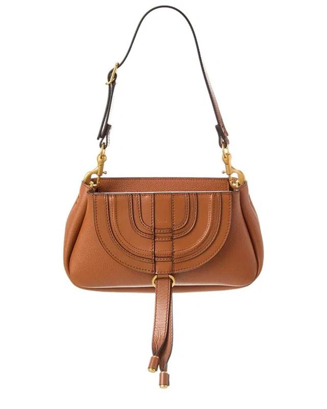 Marcie Small Leather Hobo Bag In Brown Product Image