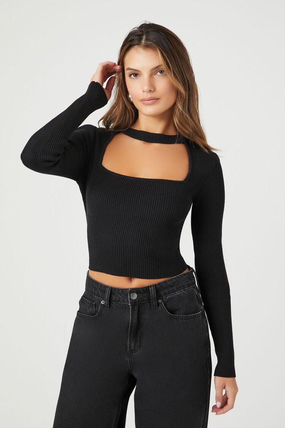 Sweater-Knit Cutout Crop Top | Forever 21 Product Image