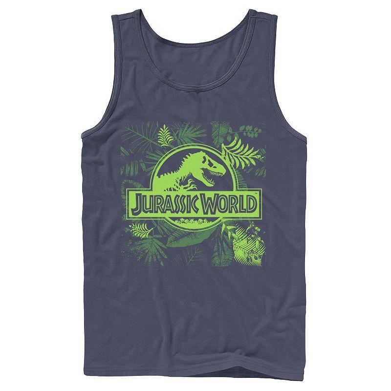 Mens Jurassic World Grey Jungle Classic Logo Tank Top Blue Product Image