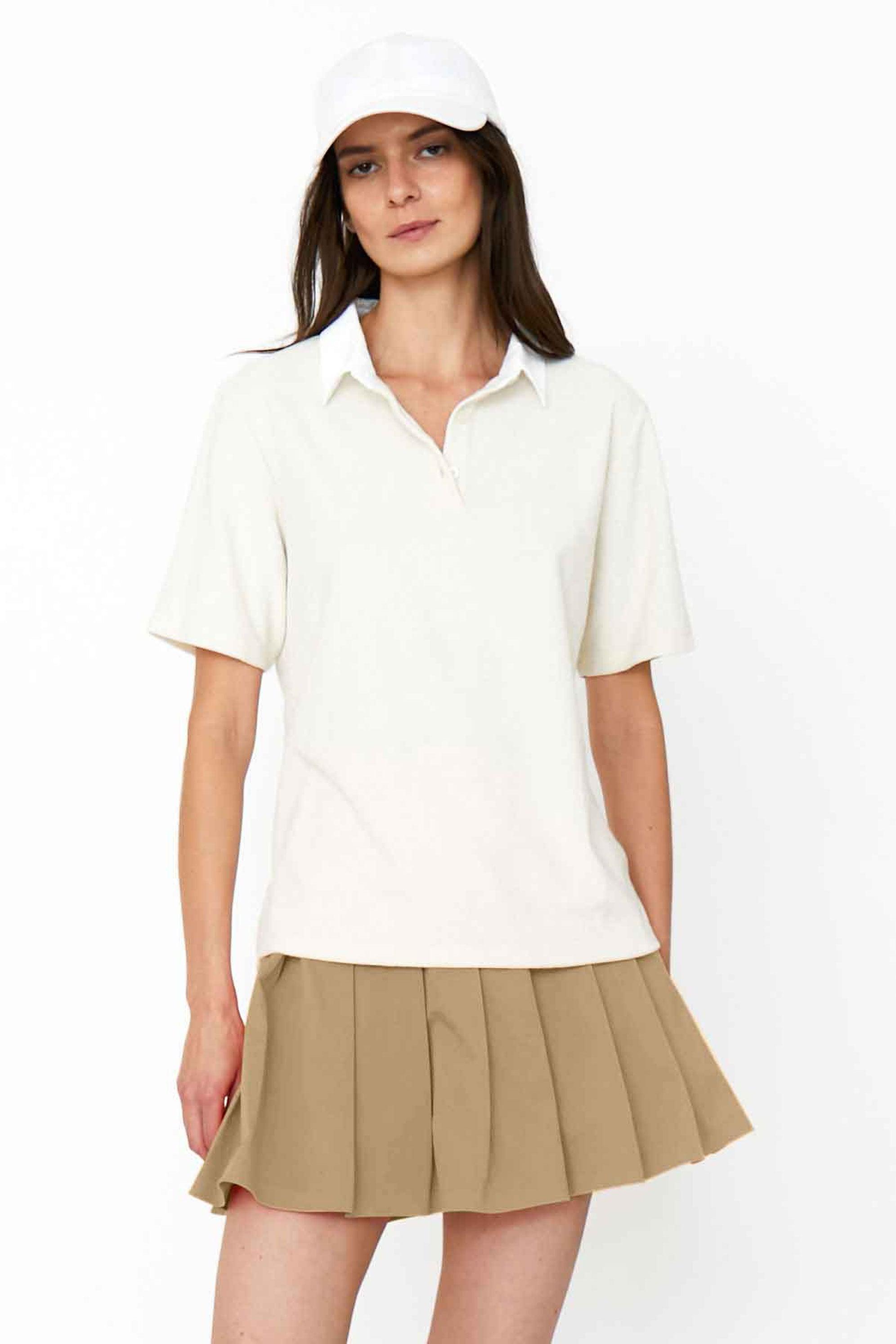 The Women's Terry Polo - Cream Female Product Image