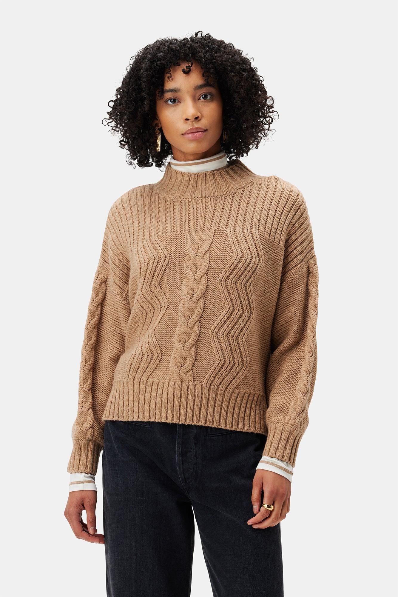 Cameryn Cable Knit Wool Sweater - Camel product image