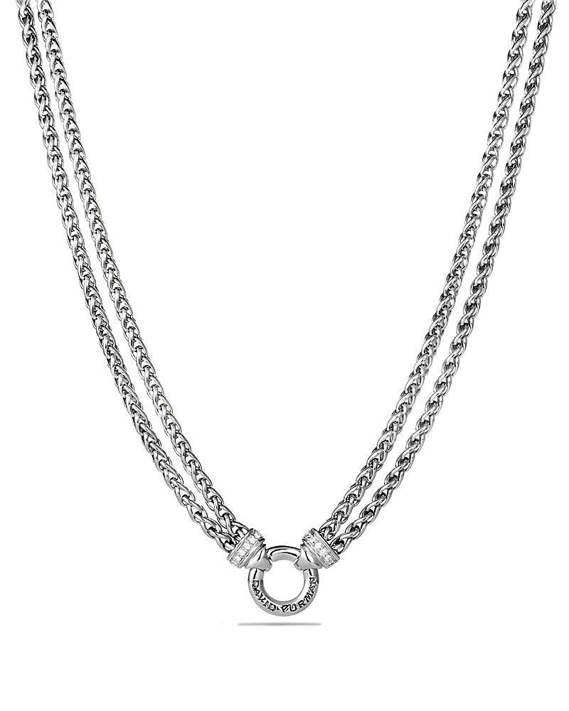 David Yurman Double Wheat Chain Necklace with Diamonds, 18 Product Image