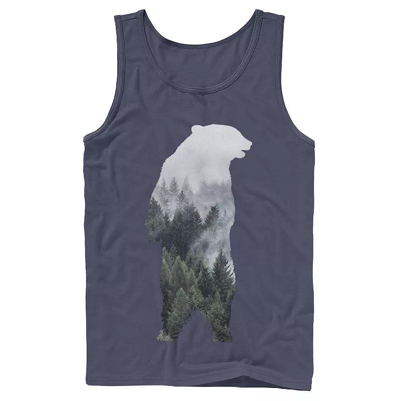 Mens Bear Mountain Silhouette Tank Top Blue Product Image