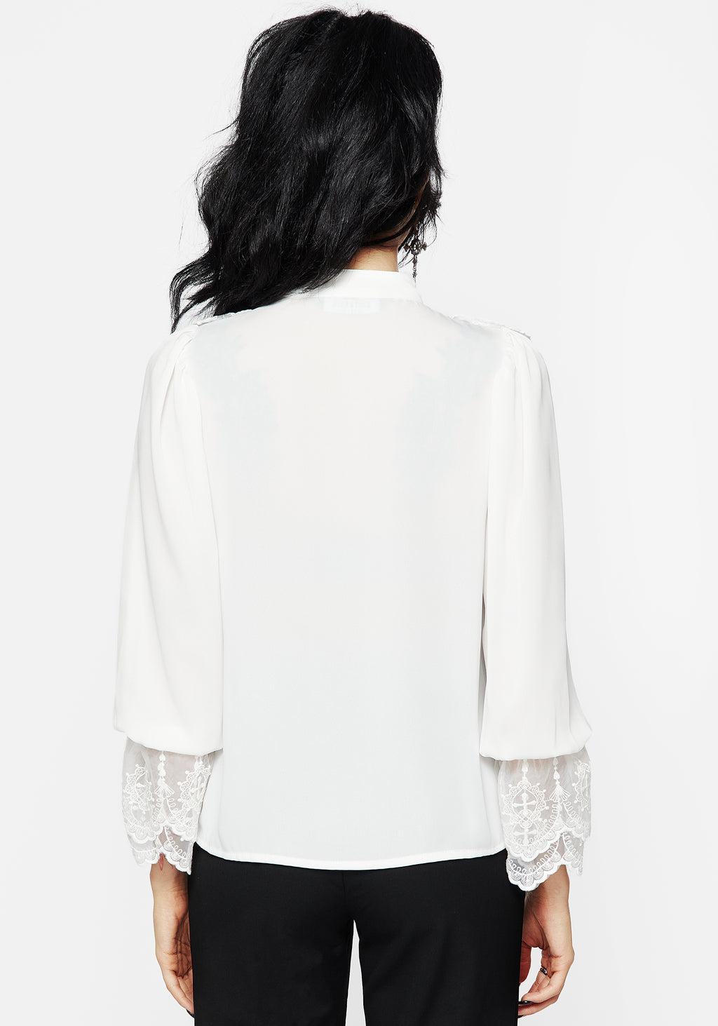 Constance Lace Frill Button Up Blouse Top Product Image