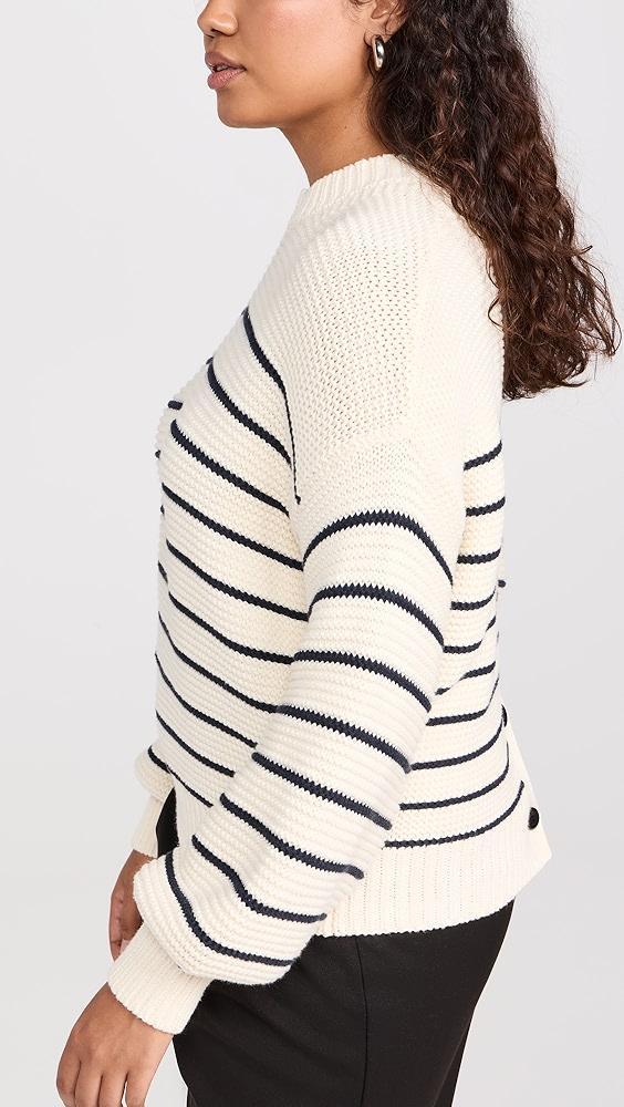 Alex Mill Button-Back Crewneck Sweater in Stripe | Shopbop Product Image