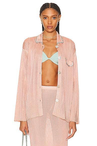 Calle Del Mar Long Sleeve Wide Rib Shirt in Pink Product Image