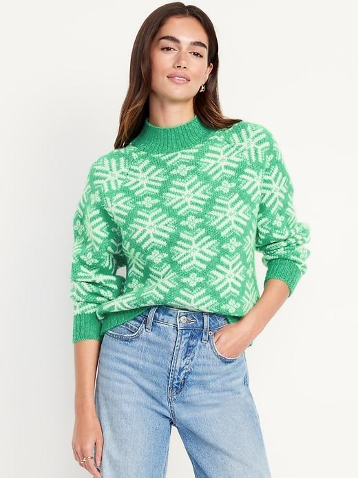 Holiday Print Mock-Neck Sweater Product Image