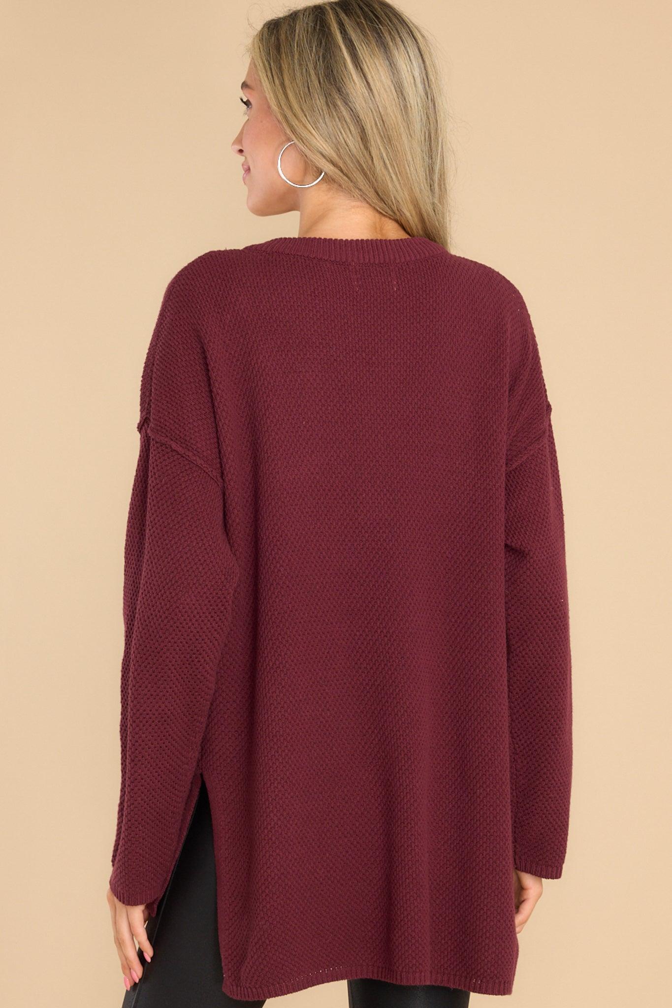 Fireside Chic Wine Sweater Red Product Image