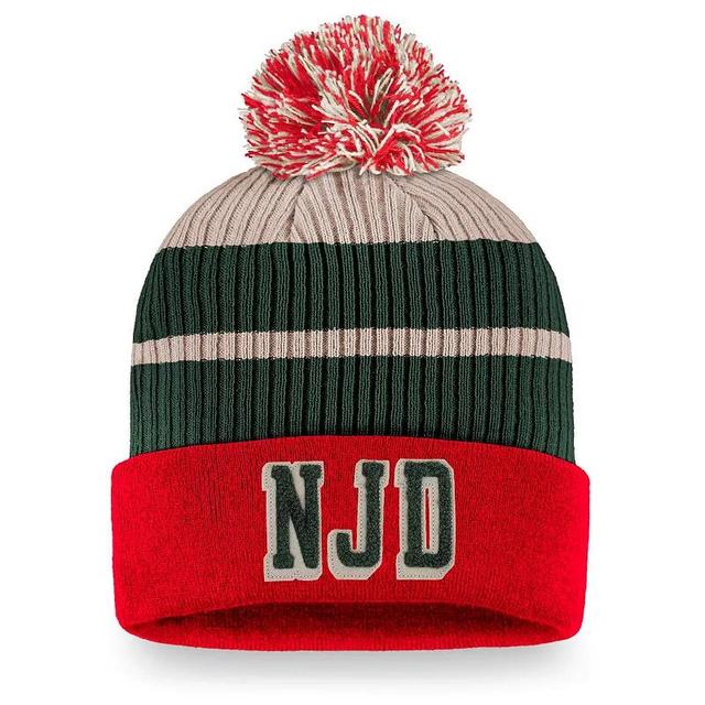 Mens Fanatics Branded Red New Jersey Devils True Classics Cuffed Knit Hat with Pom Product Image